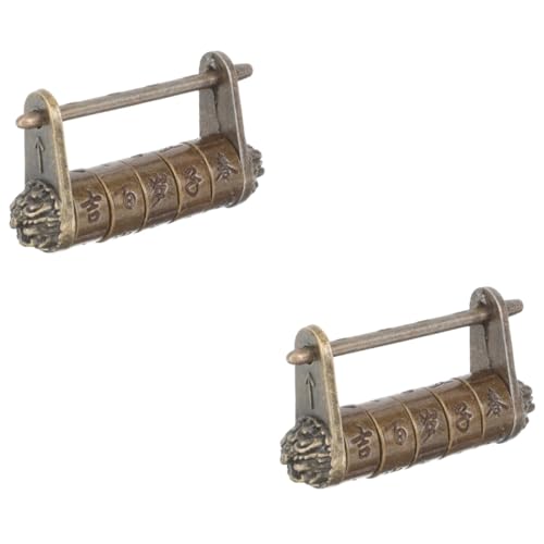 SHINEOFI 2 Stück Vintage Zahlenschloss für Schmuckschatullen und Holzboxen Stabiles Retro Kombinationsschloss mit Traditionellem Chinesischem Design für Kleine Schränke und Geschenkboxen von SHINEOFI