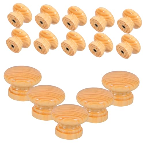 SHINEOFI 20 Stück Holzschubladengriffe Rund Massivholz Schrankgriffe mit Einzelbohrung Einfache Montage Vielseitig für Kommoden Küchenschränke Kleiderschränke Natürliche Holzküche Zubehör von SHINEOFI