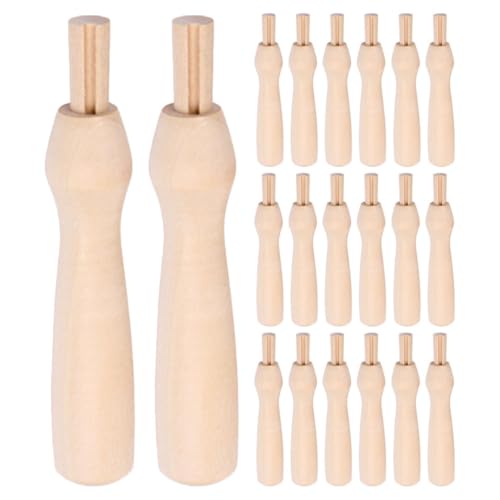 SHINEOFI 20 Stück Stempel Wollfilz Filznadelgriff Holz Poking -Griff Filznadeln mit Holzgriff Nadel -Filz -Werkzeug Nadelgriffe Filzgriffe Filzstich-Stanzwerkzeug Filzzubehör Beige von SHINEOFI