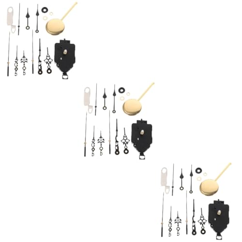 SHINEOFI 3 Sätze Pendeluhrwerk-Set Taktmechanismen Uhrwerk Quarz Analog Bausatz Uhrwerk Uhr-Kit Taktbewegungsmechanismus Teile des Wanduhrmechanismus Uhrenteile zum Basteln Plastik Schwarz von SHINEOFI