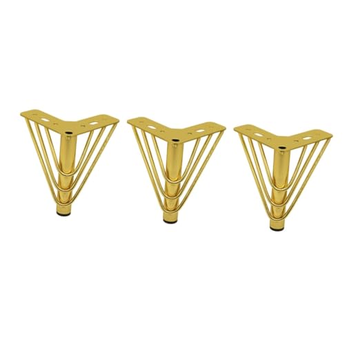 SHINEOFI 3 Stück Metall Möbelfüße in Gebürstetem Gold Stabile Ersatzbeine für Sofa Couch Hocker und Tv Schränke Einfache Montage Robuste Möbelbeine für Schrank und Couchtisch Modernes von SHINEOFI