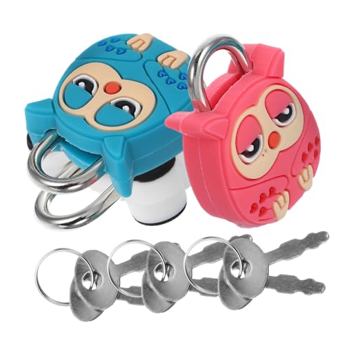 SHINEOFI 3 Stück Mini Vorhängeschloss mit Schlüssel Cartoon Tierdesign Panda und Eule Bunte Metall für Schmuckbox Handtasche Schrank Vielseitig und Kompakt von SHINEOFI