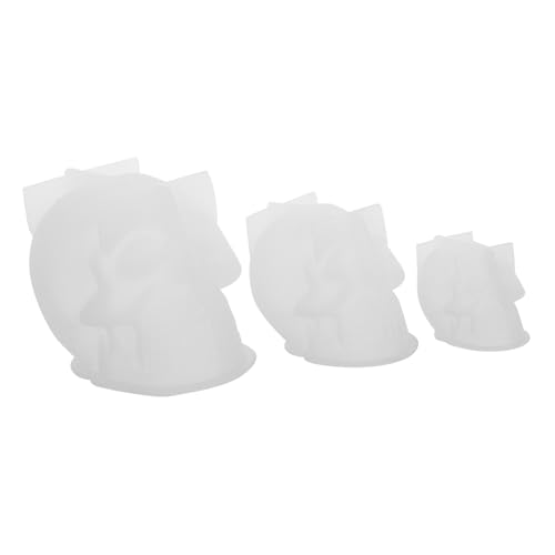 SHINEOFI 3 Stück Schädelform Skelettformen aus Harz Halloween-Harzformen Skelettkerzenformen Kerzenwachsformen Mini-Totenkopf-Silikonform Halloween-Skelettformen Kieselgel Weiß von SHINEOFI