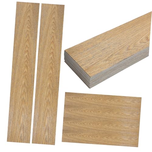 SHINEOFI 36 Stück Teiliges Vinyl Bodenbelag Selbstklebend Holzoptik Umweltfreundliche PVC Bodenaufkleber Kratzfest Wasserabweisend Einfache Installation für Wohnräume von SHINEOFI