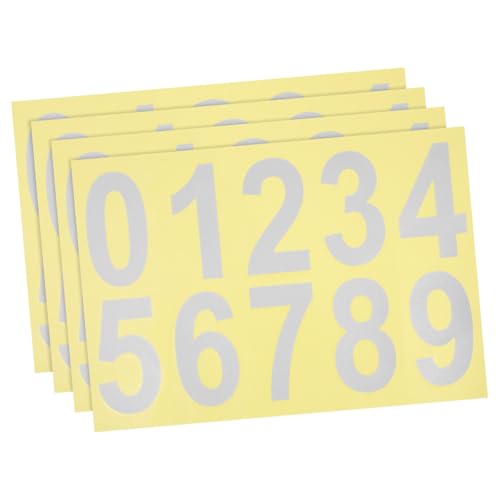 SHINEOFI 4 Blätter Reflektierende Hausnummer Aufkleber Bögen Silber PVC Selbstklebend Wetterfest Große Zahlen für Briefkasten Adressschild bei Einfache Anbringung von SHINEOFI