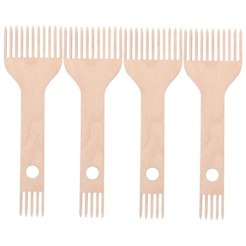 SHINEOFI 4 Stück Braid Tool Braid Accessories Webstuhl Zubehör Strickmaschine Zubehör Webmaschinen Zubehör Kamm Teppich Webkämme dünn Messgerät Strickzubehör Webwerkzeug für Handarbeit Holz von SHINEOFI