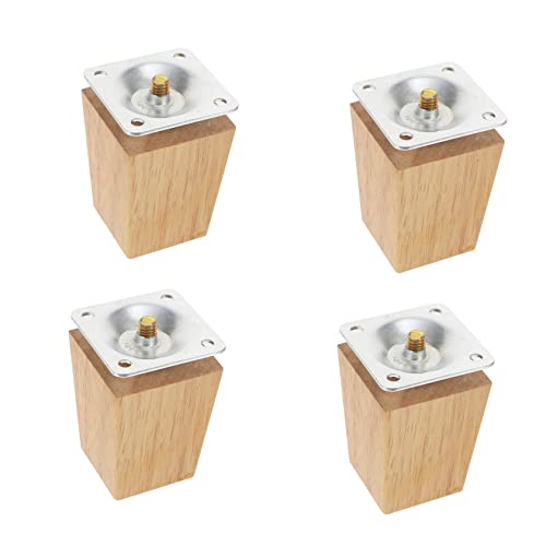 SHINEOFI 4 Stück Holzbeine für Möbel Dekorative Tischbeine Quadratische Möbelbeine Massivem Holz für Sofas Tische Stühle mit Montageplatten Langlebig und Stabil von SHINEOFI