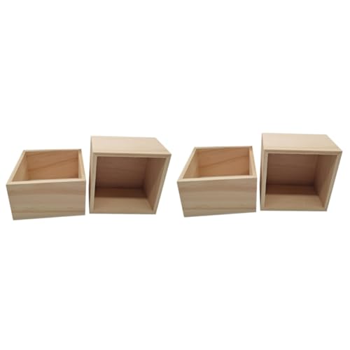 SHINEOFI 4 Stück Holzkiste ohne Deckel Aufbewahrungsbehälter für Schmuckstücke klein Aufbewahrungsboxen aus Holz Geschenk Verpackung Aufbewahrungskiste Souvenir-Box Holzkasten von SHINEOFI