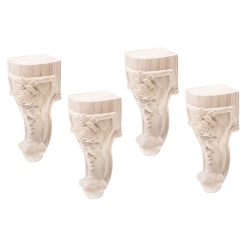 SHINEOFI 4 Stück Massive Holz Möbelfüße mit Blumenschnitzerei Dekorative Sofabeine Robuste Möbelbeine als Tisch und Stuhlstütze Vintage Stil für Sofa und Schrank SHINEOFI 4 Stück Massive Holz Möbelfüße mit Blumenschnitzerei Dekorative Sofabeine Robuste Möbelbeine als Tisch und Stuhlstütze Vintage Stil für Sofa und Schrank von SHINEOFI