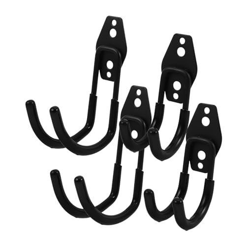 SHINEOFI 4 Stück Robuster Haken Wandhaken Schwerlast Garagenhalter Hochleistungshaken zum Aufhängen Fahrradaufbewahrungshaken schwere Wandhaken Werkzeughalterhaken Eisen Schwarz von SHINEOFI