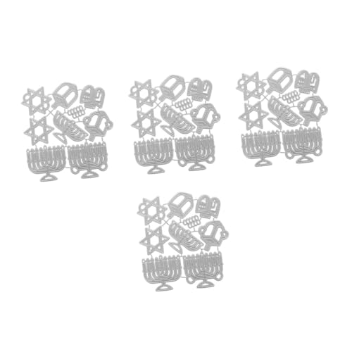 SHINEOFI 4 Stück Stanzform aus Metall empfindliche Stanzform Stanzformen für Grußkarten Hanukkah Dekoration DIY Scrapbooking und Kartengestaltung kerzenhalter kerzenständer Silver von SHINEOFI