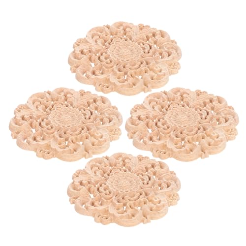 SHINEOFI 4 Stück Teiliges Runde Holzapplikationen Unbemalt Geschnitzte Holz-onlays mit Blumenmuster für Möbel Türen Wände Kommoden DIY Holzdekoration SHINEOFI 4 Stück Teiliges Runde Holzapplikationen Unbemalt Geschnitzte Holz-onlays mit Blumenmuster für Möbel Türen Wände Kommoden DIY Holzdekoration von SHINEOFI