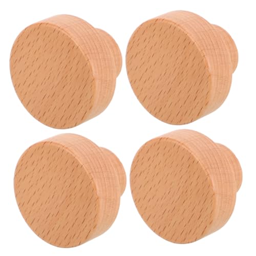 SHINEOFI 4 Stück Teiliges Runde Holzgriffe Möbelknöpfe Robuste Buche Einloch Küchenschrank Schubladengriffe Möbelbeschläge für Kommode Kleiderschrank Wohnzimmer von SHINEOFI