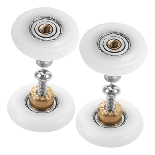 SHINEOFI 4 Stück Teiliges Set Duschtür Schiebetürrollen Kupferachse mit Schrauben Langlebige Verschleißfeste Glas Schiebetürrollen für Badezimmer Dusche Einfache Montage Modernes Design von SHINEOFI
