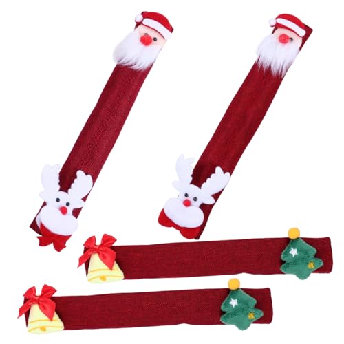 SHINEOFI 4 Stück Weihnachts Kühlschrankgriff Abdeckungen Santa Claus Design Waschbar für Kühlschrank Mikrowelle Geschirrspüler Robust und Wiederverwendbar von SHINEOFI