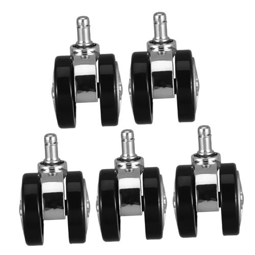 SHINEOFI 5 Stück Schwerlast bürostuhlrollen Swivel Stem für Schreibtischstuhl Weiche Rutschfeste Bodenschonende Möbelrollen Drehgelenk für Parkett und Teppichboden von SHINEOFI