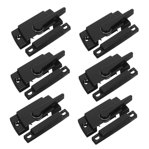 SHINEOFI 6 Sätze Schwarzer Schiebefenster-sash Lock mit Schraubbefestigung Rechtsseitig Montierbarer Fensterverschluss Sicherer Schiebefenster-bügel für Glas Fliegenschutztüren Langlebig SHINEOFI 6 Sätze Schwarzer Schiebefenster-sash Lock mit Schraubbefestigung Rechtsseitig Montierbarer Fensterverschluss Sicherer Schiebefenster-bügel für Glas Fliegenschutztüren Langlebig von SHINEOFI