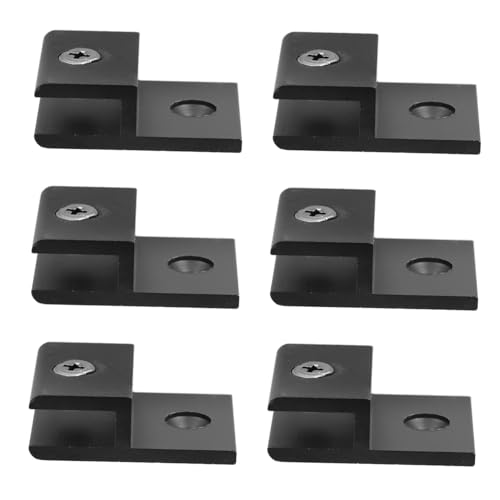 SHINEOFI 6 Stück Teiliges Aluminiumlegierung Glasscheibenhalter Schwarz Wandmontierte Glasklemmen für Glas Einlochige Glasbefestigungsklammern Stabile Spiegel und Werbetafeltäger von SHINEOFI