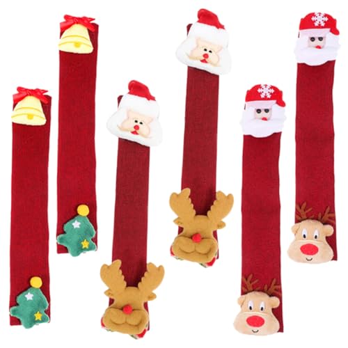 SHINEOFI 6 Stück Teiliges Weihnachts Kühlschrank und Mikrowellen Handschutzbezüge Dekorative Küchenaccessoires für Fingerabdruckschutz und Einfache von SHINEOFI