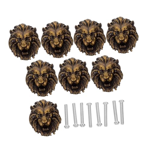 SHINEOFI 8 Stück Löwenkopfschubladengriff Kommode Pull -Griffe Küchenschrank Pull -Griffe Kommode zieht Vintage Kleiderschrank -Türgriff Tierschrankgriff Tür ziehen Zinklegierung Golden von SHINEOFI