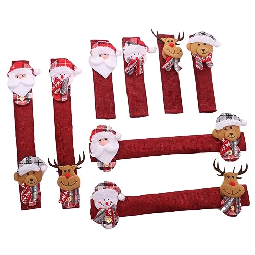 SHINEOFI 8 Stück Teiliges Weihnachtsdekor Set für Kühlschrank und Mikrowellen Türgriffe Waschbare Santa Claus Abdeckungen für Küche für Zuhause Hotel und Restaurant von SHINEOFI