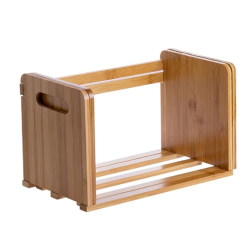 SHINEOFI Bambus Bücherregal Verstellbares Und Erweiterbares Desktop Bücherregal Platzsparend Und Stilvoll Für Schreibtischorganisation Sicher Und Gesund Mit Doppeltem Traggriff von SHINEOFI