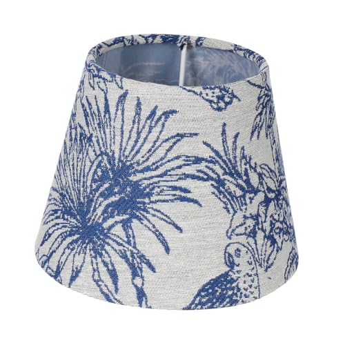 SHINEOFI Cloth Lampshade Für Tischlampen Eleganter Handgefertigter Lampenschirm Mit Tropischem Design Blauer Stoff Zufälliges Muster Für Wohnzimmer Und Schlafzimmer von SHINEOFI