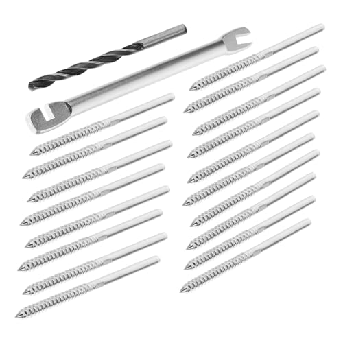 SHINEOFI Edelstahl Kabelgeländer System Kit Drahtseil mit Verstellbaren Einschraubgewinden für Holzpfosten Rostfrei Mit Bohrer für Innen und Außenbereich Geeignet Teilig SHINEOFI Edelstahl Kabelgeländer System Kit Drahtseil mit Verstellbaren Einschraubgewinden für Holzpfosten Rostfrei Mit Bohrer für Innen und Außenbereich Geeignet Teilig von SHINEOFI