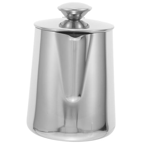 SHINEOFI Edelstahl Milchaufschäumer Kännchen mit Deckel Milchschaum Pitcher Ausguss Kaffee Latte Art Zubehör Rostfrei Einfach zu Reinigen für Zuhause von SHINEOFI