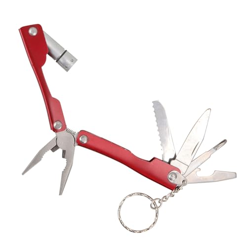 SHINEOFI Edelstahl Multifunktionszange mit Taschenlampe Kompakt Robust Vielseitige Outdoor Zange für Camping Notfälle und Reparaturen Faltbar Langlebig und Handlich von SHINEOFI