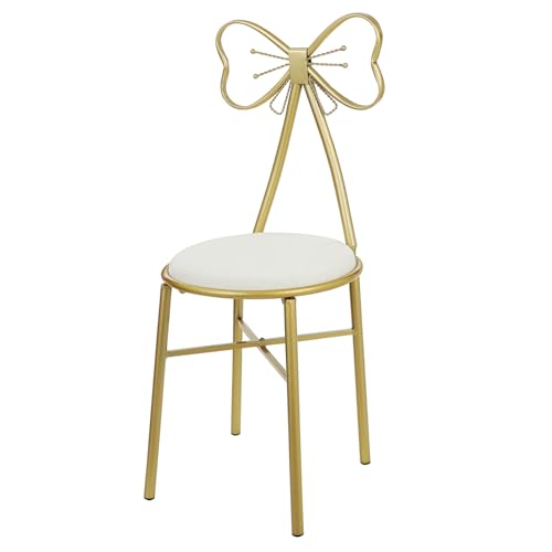 SHINEOFI Eitelkeitsstuhl mit Abnehmbarer Rückenlehne Eleganter Makeup Stuhl für Schlafzimmer Wohnzimmer und Weiche Polsterung Verstärkte Stabilität Vielseitig Einsetzbar Design Weiß von SHINEOFI