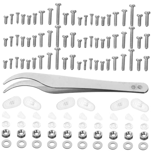 SHINEOFI Gläser Reparaturset mit Silikon Nasenpads Rutschfest Komfortabel mit Schrauben und Pinzette Tragbares Brillen Reparatur Kit für Bequemen Sitz und Stabile Brillenfixierung von SHINEOFI