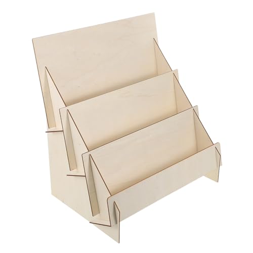 SHINEOFI Holzständer für Grußkarten Stufiges DIY Organizer Regal Vielseitiger Desktop Postkartenhalter Stabiler Holzaufsteller für Broschüren Fotos Handy und Büro für Einzelhandel und von SHINEOFI