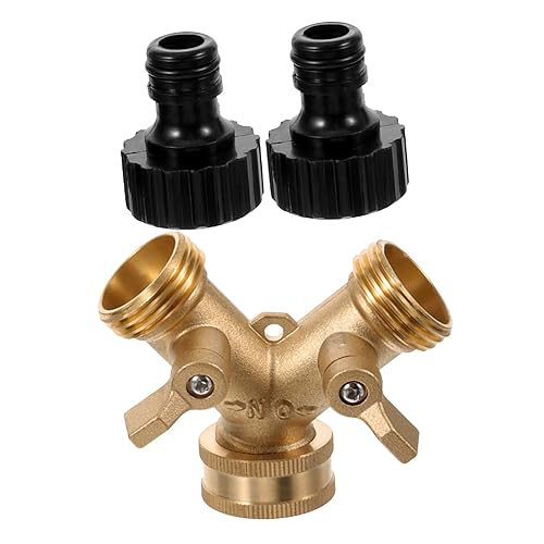 SHINEOFI Messing Gartenschlauch Verteiler mit Kugelhahn Y Förmiger Wasserhahn Adapter Langlebiger Wasserverteiler für Gartenbewässerung aus Robustem Kupfer Kompakt und Auslaufsicher von SHINEOFI