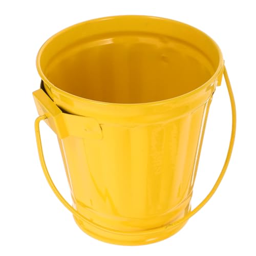 SHINEOFI Mini Desktop Mülleimer aus Robustem Metall Vielseitiger Kleiner Abfalleimer und Stiftehalter für Büro Bad Wohnzimmer Dekorativer Organizer und Pflanzkübel Gelb von SHINEOFI