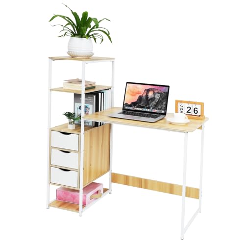 SHINEOFI Moderner Eckschreibtisch mit Seitenregal und Stauraum Stabiler Computertisch aus Holz und Einfache für Home Office Studium und Büro SHINEOFI Moderner Eckschreibtisch mit Seitenregal und Stauraum Stabiler Computertisch aus Holz und Einfache für Home Office Studium und Büro von SHINEOFI