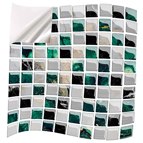 SHINEOFI 3D Mosaik Wandaufkleber Selbstklebend Fliesen Gestaltung für Wohnzimmer Küche Bad Kreative Selbstgemacht Wandgestaltung Leicht Abnehmbar von SHINEOFI