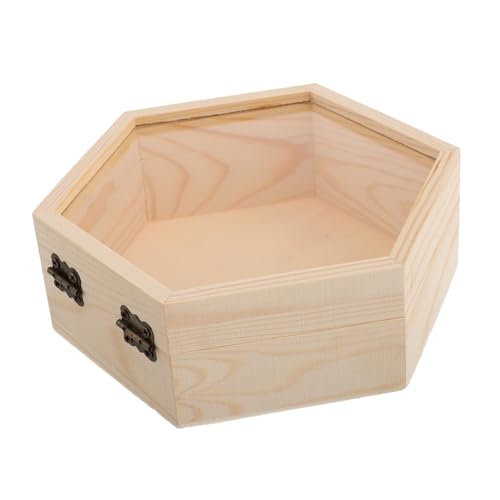 SHINEOFI Schmuck aufbewahrungsbox aus robustem Kiefernholz mit Glasdeckel dekorativer Organizer für Ringe getrocknete Blumen und Kostbarkeiten vielseitige Aufbewahrungslösung von SHINEOFI