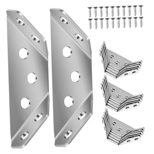 SHINEOFI Schrankhalterung Stahlwinkel Eckstreben für Holz Eckwinkel für Schränke Winkelhalterungen für Tische Eckwinkel aus Metall Eckanschluss Metall Eckverbinder Rostfreier Stahl Silber von SHINEOFI