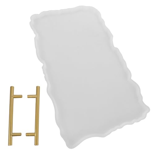 SHINEOFI Silikonform Tray mit Metallgriffen Unregelmäßige Form Stabile Epoxidharz Gießform für Diy Tablett Langlebig Einfach zu Entformen für Kreative Wohnraumdekoration und von SHINEOFI