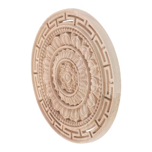 SHINEOFI Unlackierte Holzapplikation Mandala Blume Naturholz Handgeschnitzt Europäisch Dekorative Möbelverzierung Wiederverwendbar Für Schrank Kommode Bett Wand von SHINEOFI