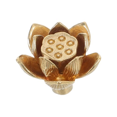 SHINEOFI Vintage Lotus Flower Brass Cabinet Knobs Dekorative Schubladengriffe Messing im Retro Stil für Küche Kleiderschrank und Möbel Installieren Langlebig Einzigartigem Design von SHINEOFI