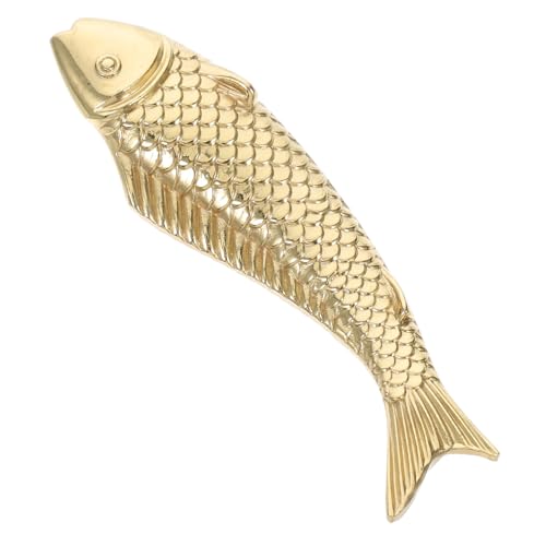 SHINEOFI Vintage Messing Fischgriff Schubladengriff mit Schrauben Stilvolle Möbelknöpfe für Kommode Schrank und Küchenschrank Einfacher Einlochgriff zur Schnellen Montage Stilvoller Retro von SHINEOFI