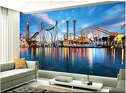 3D Wandbilder Tapete für Wände Schöne Aussicht auf das Meer Stadt Achterbahn Spielplatz Tapete Wohnkultur 3D 120cm(L)×80cm(H) von SHINERING