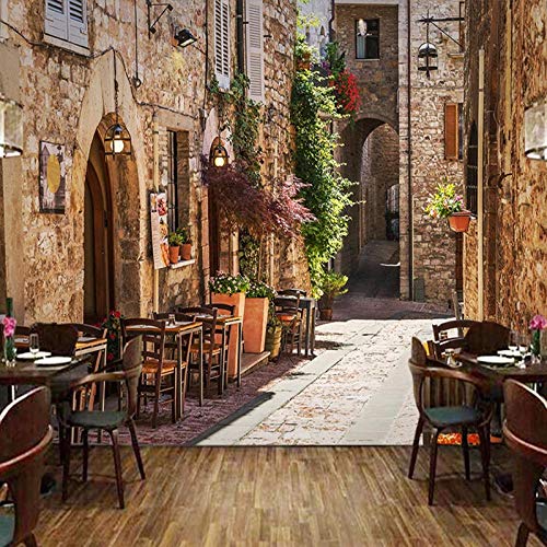 Benutzerdefinierte 3D Fototapete Mediterrane Stadt Street View Retro Bar Ktv Cafe Wohnzimmer Innendekoration Wandbild 200 cm (L) × 140 cm (H) von SHINERING