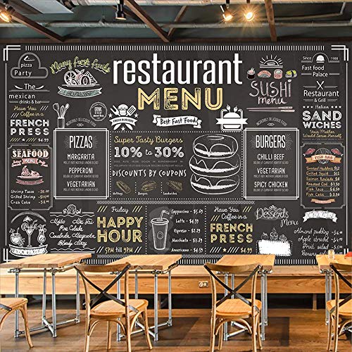 Benutzerdefinierte 3D-Tapete Mode im europäischen Stil Graffiti-Tafel Englischer Buchstabe Restaurant Cafe Bar Hintergrund Wanddekor Fresken 120cm(L)×80cm(H) von SHINERING