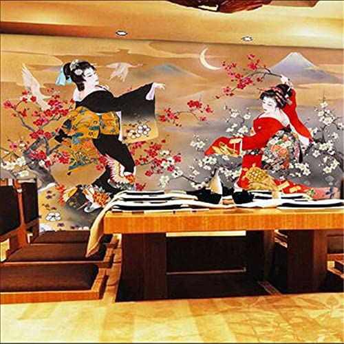 Benutzerdefinierte Größe 3D japanischer Stil Ukiyo-E Geisha Sakura Tapete 3D Sushi Restaurant Izakaya Hotel Tatami Dekor Wandbild Tapete 3D 250cm (L) × 175cm (H) von SHINERING
