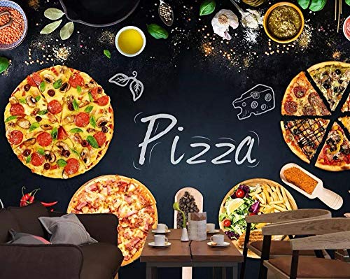 Benutzerdefinierte Wandbild Tapete 3D Personalisierte Pizza Shop Tafel Zeitung Hintergrund Walld 430 cm (L) × 300 cm (H) von SHINERING
