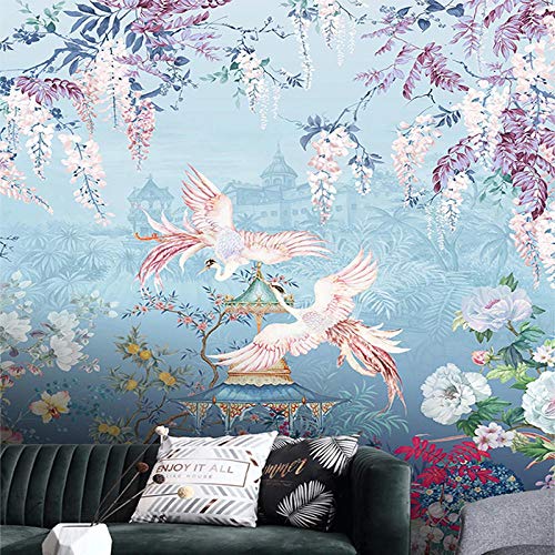 Benutzerdefinierte Wandbild Tapete im chinesischen Stil handbemalte Blumen und Vögel Ölgemälde Fresken Wohnzimmer Studie 250cm (L) × 175 cm (H) von SHINERING