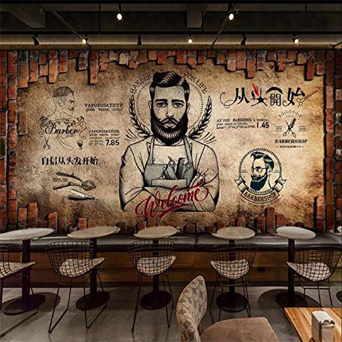 SHINERING Benutzerdefinierte Tapete 3D Wandbild Retro Barber Shop Schönheitssalon Hintergrund Wand Hintergrund Malerei Tapeten Wohnkultur 3D Tapete 300 cm (L) × 210 cm (H) von SHINERING